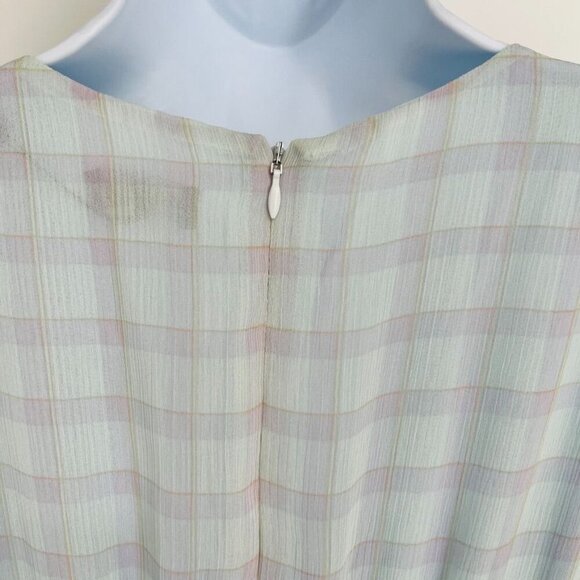 Emporio Armani Check Print Chiffon Dress US Size 2 Midi Length Blue - Picture 6 of 14